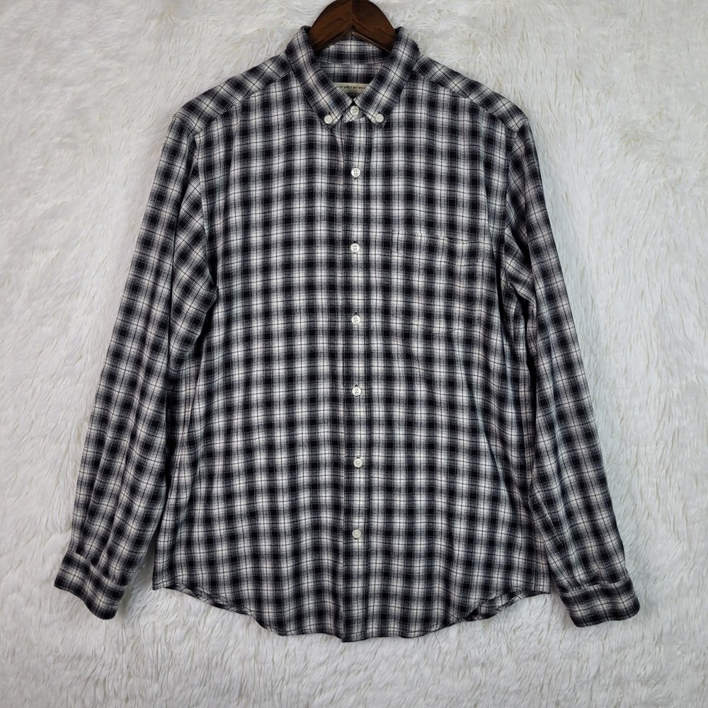 Shades Of Grey By Micah‎ Cohen Mens L Plaid Button Down Flannel Shirt Classic